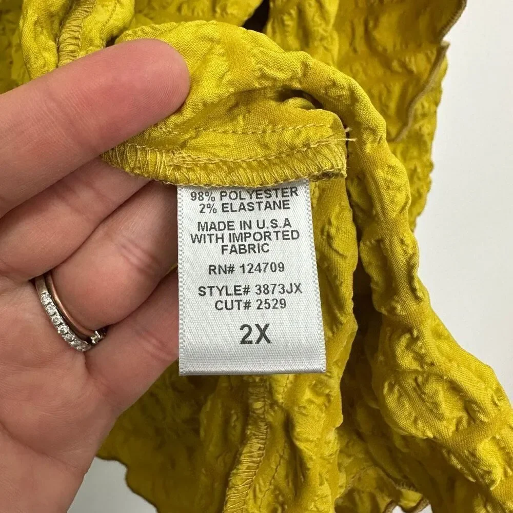 IC by Connie K Collection Women’s Mustard Yellow Bubble Check Merrow Detail Open